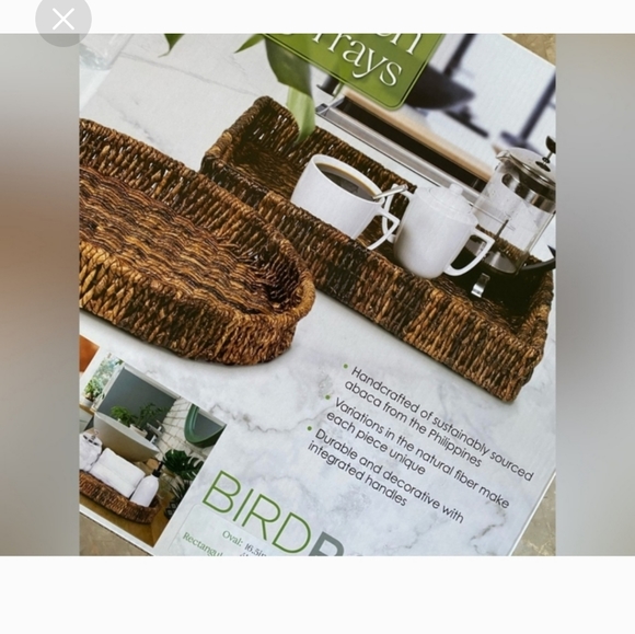 Birdrock Home Handwoven Serving Tray (2-piece set) New - Picture 4 of 6
